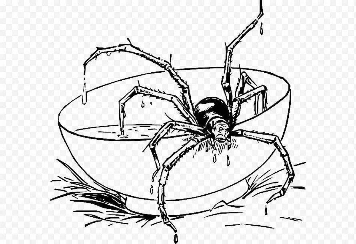 Фото Игривая страница раскраски паука томаса экса