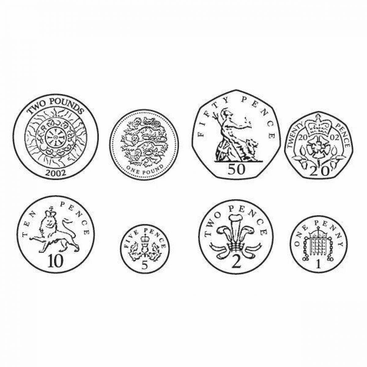 Фото Волшебные монеты раскраски для детей