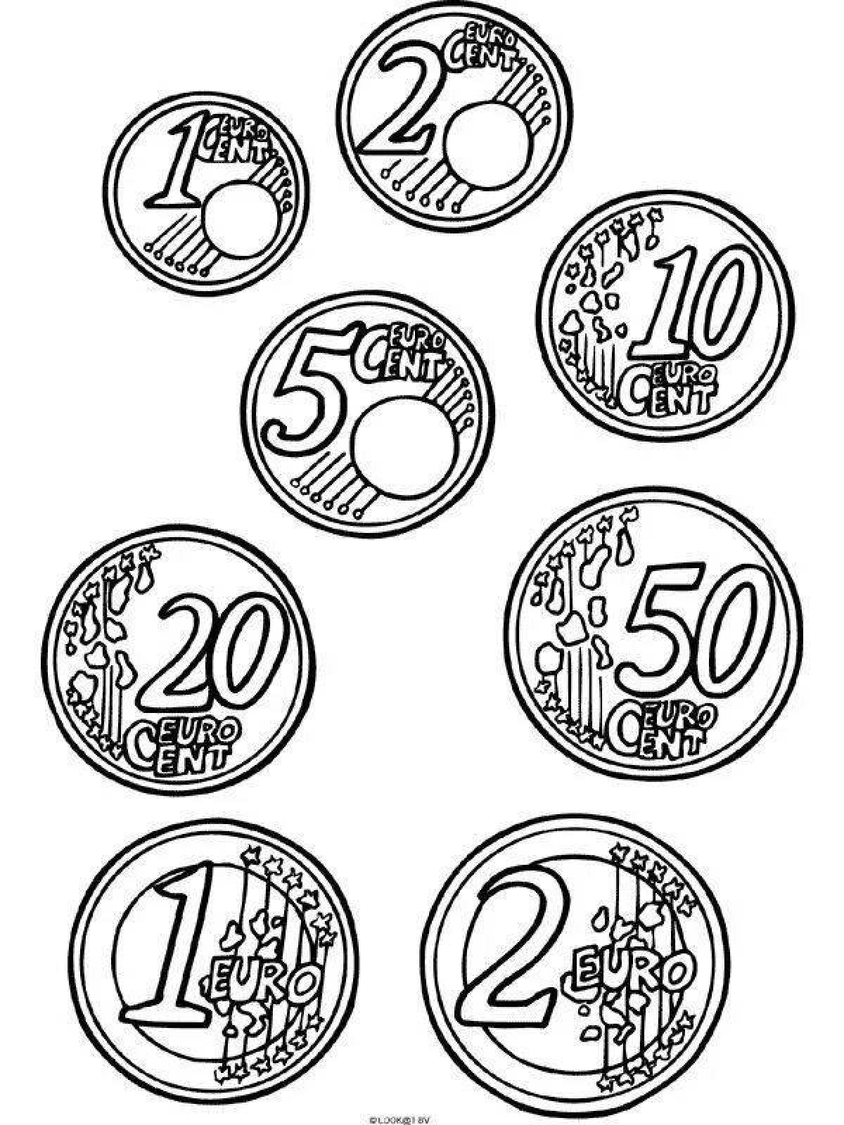 Фото Великолепные монеты раскраски для детей