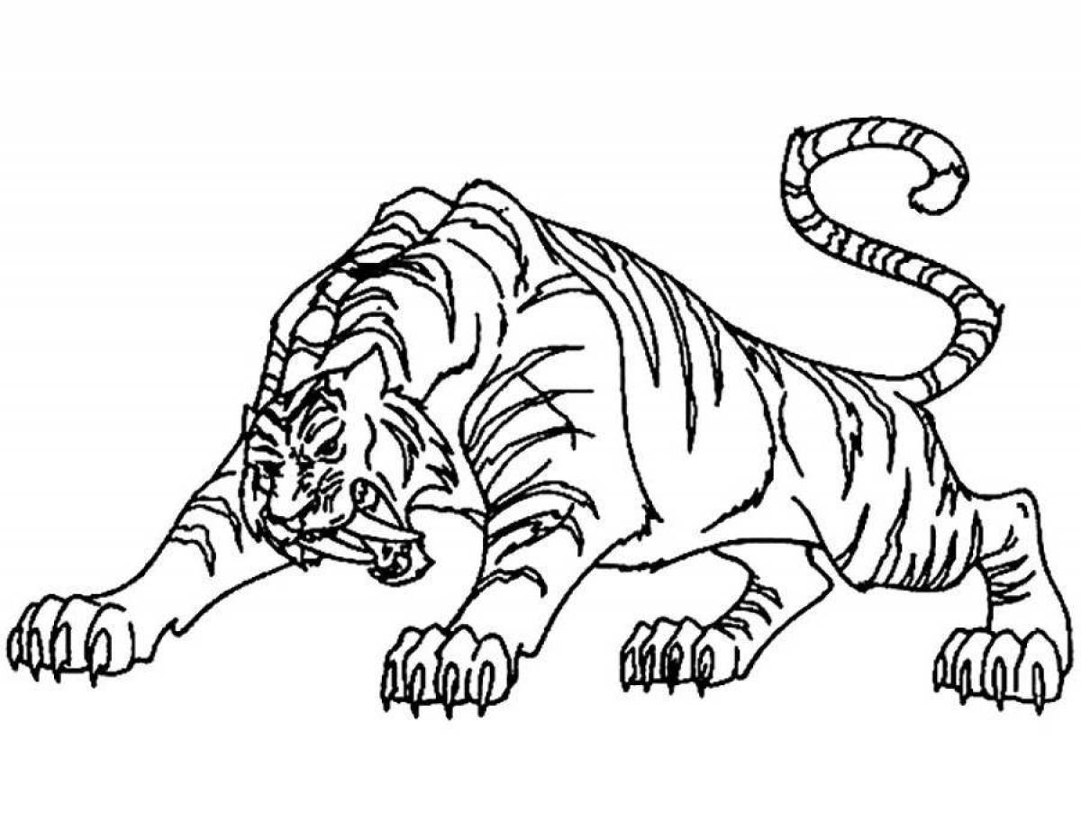 Фото Потрясающая страница раскраски тигра и льва