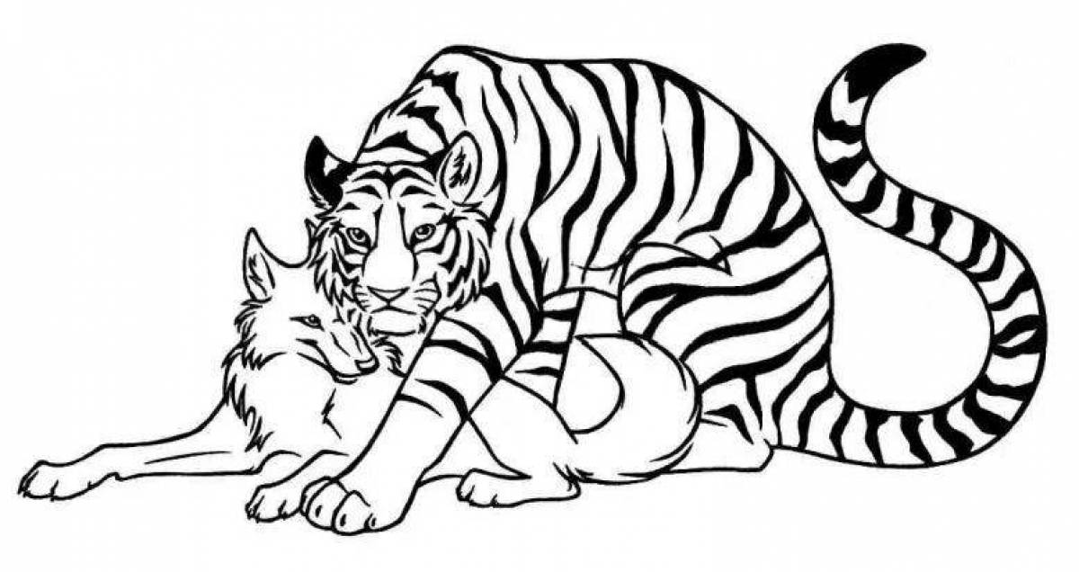 Фото Очаровательный тигр и лев раскраска