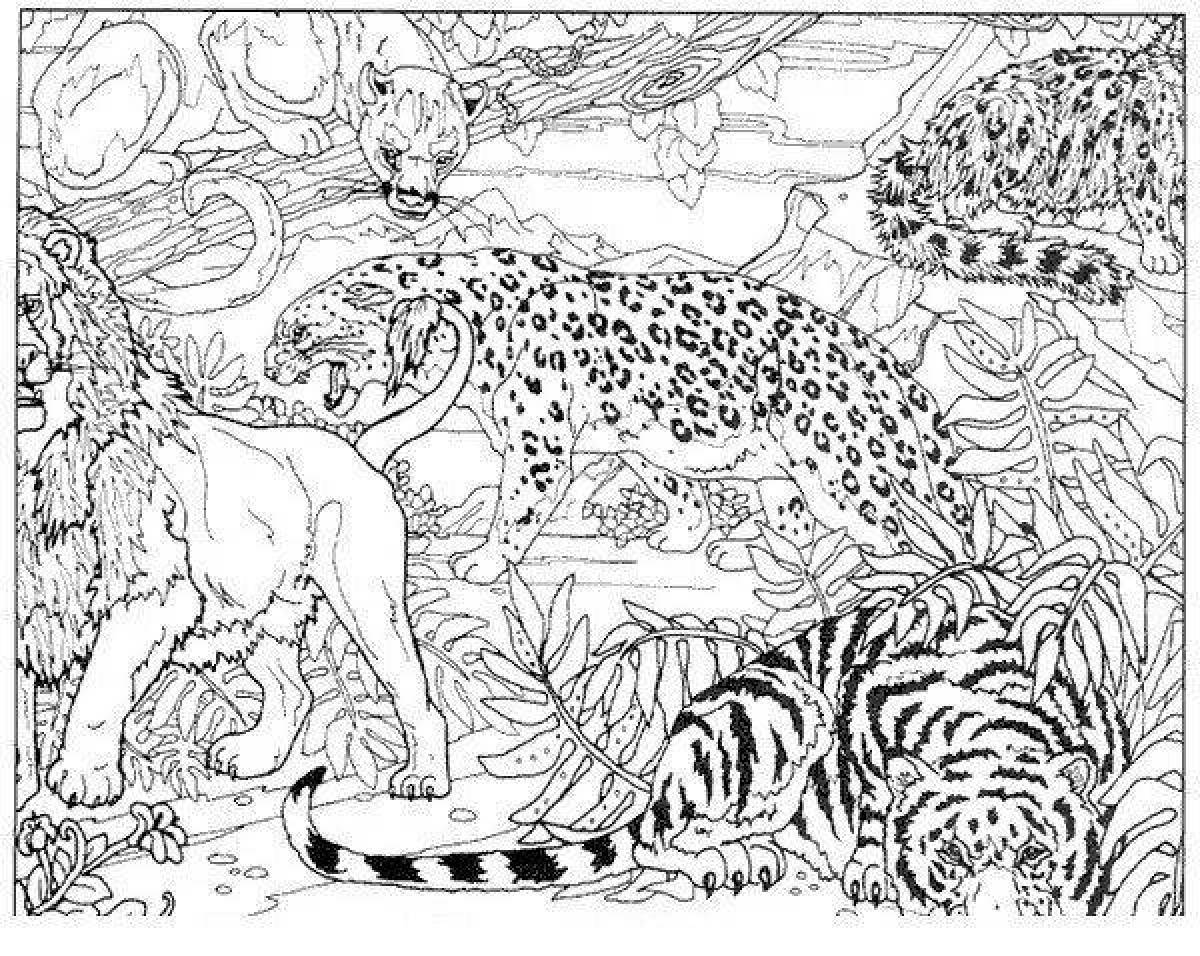 Фото Раскраска очаровательный тигр и лев