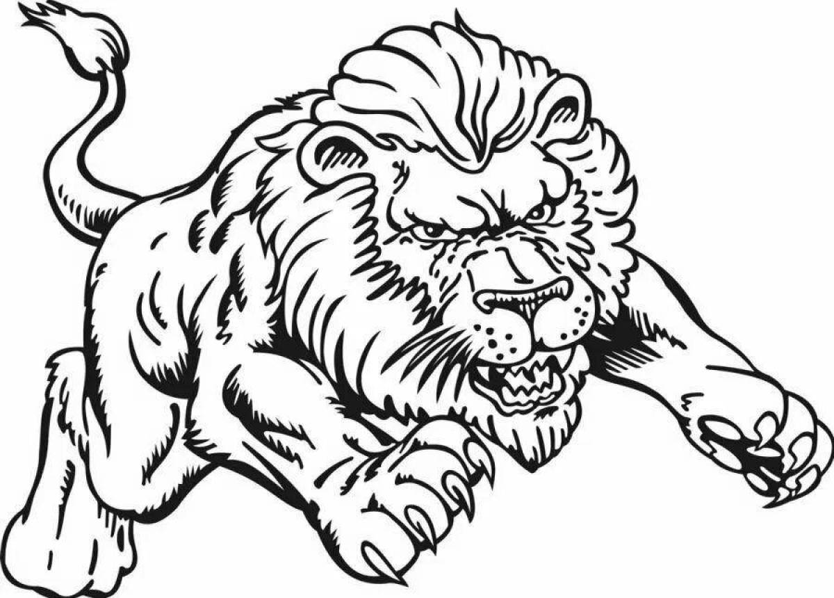 Раскраска величественный тигр и лев