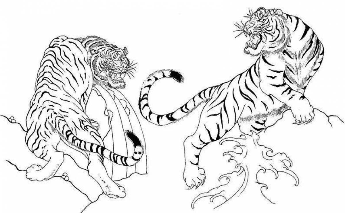 Фото Эффектная раскраска тигр и лев