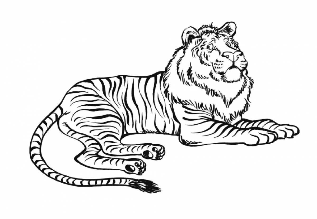 Фото Выдающаяся страница раскраски тигра и льва