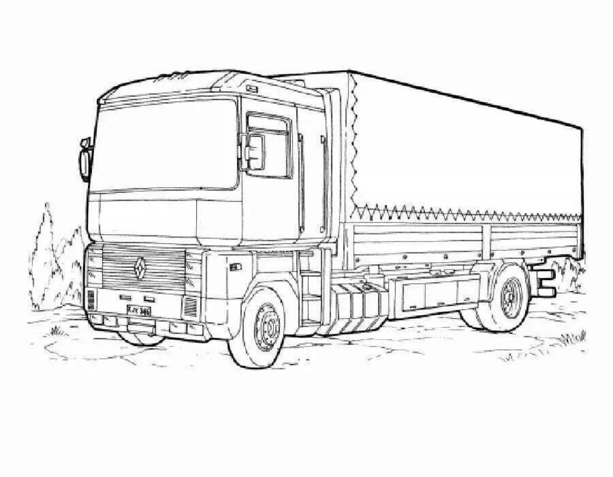 Bold truck trailer coloring page