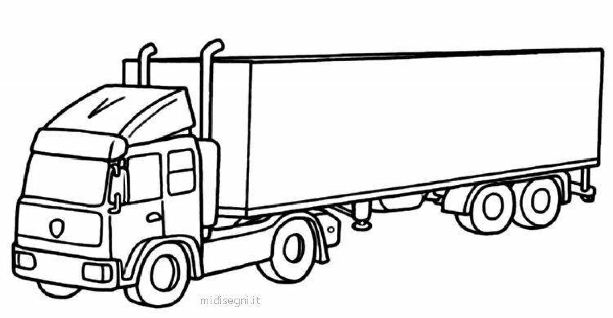 Coloring page cute trailer truck