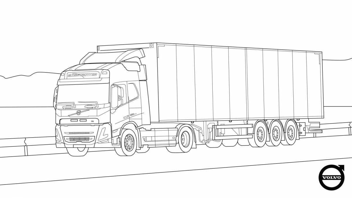 Fancy truck coloring with trailer