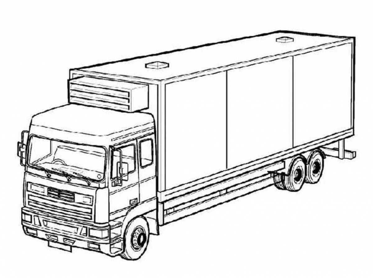 Animated coloring page of trucks with trailers