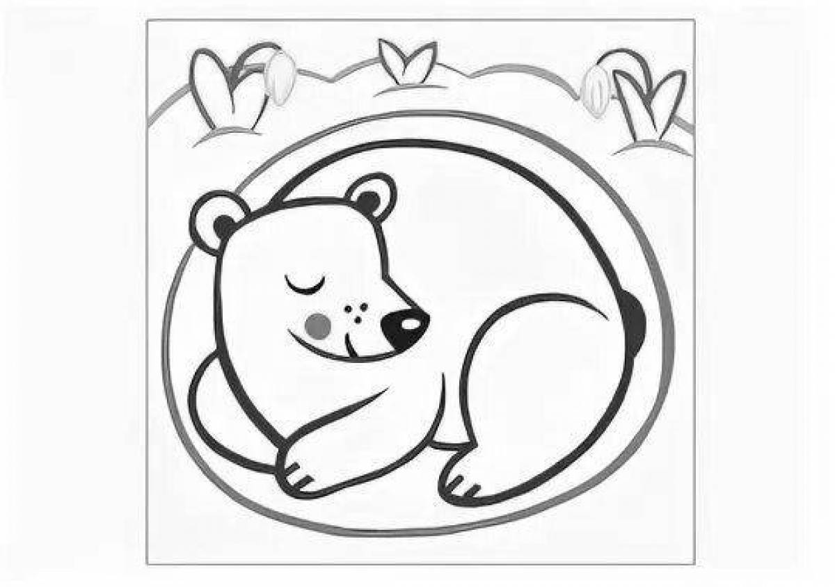 Фото Serene coloring page медведь спит в берлоге