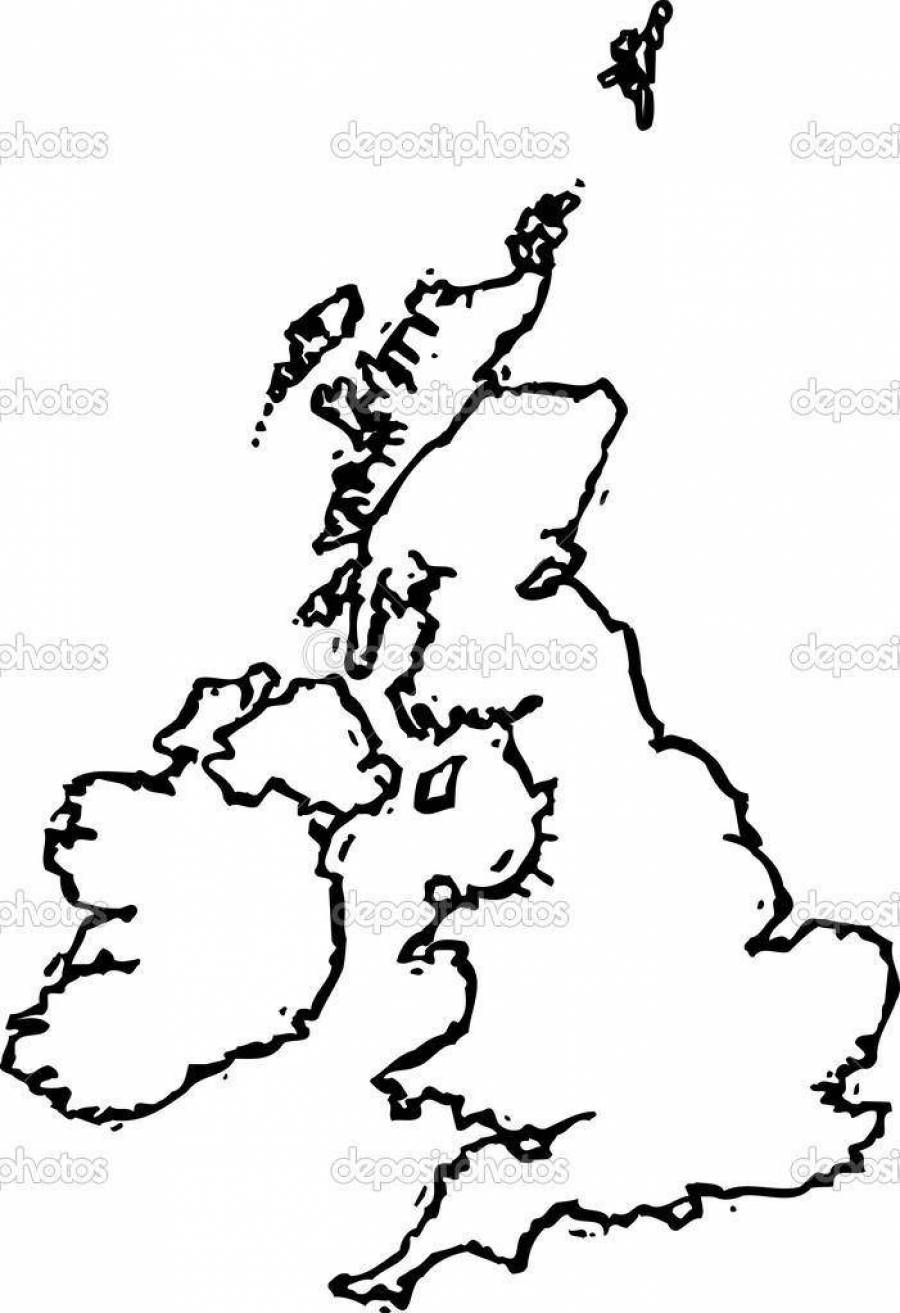 Карта Великобритании черно-белая