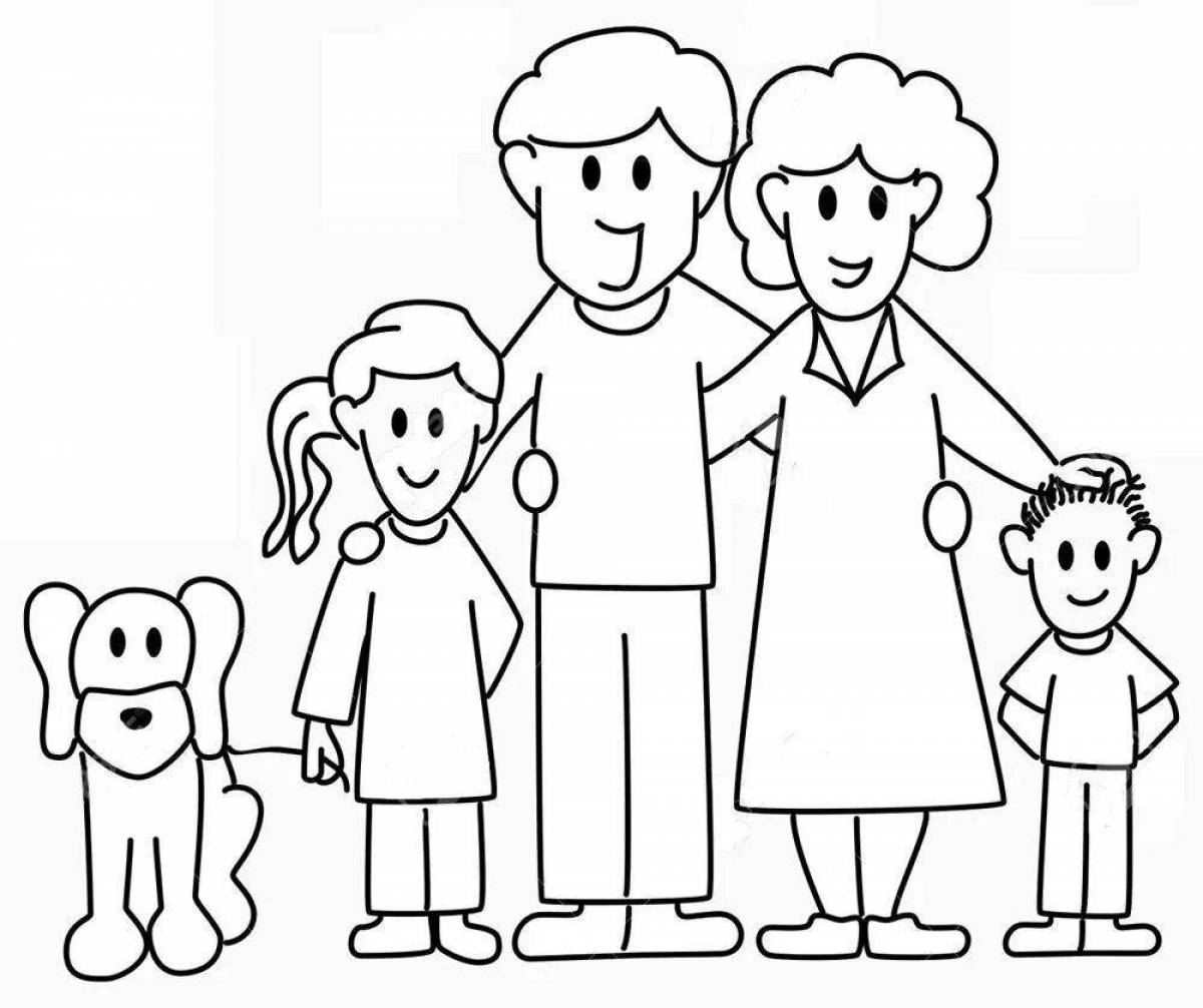 Нарисовать маму папу сестру и брата. Семья рисунок. Раскраска семья. Семья картинка для детей раскраска. Рисунок семьи легкий.