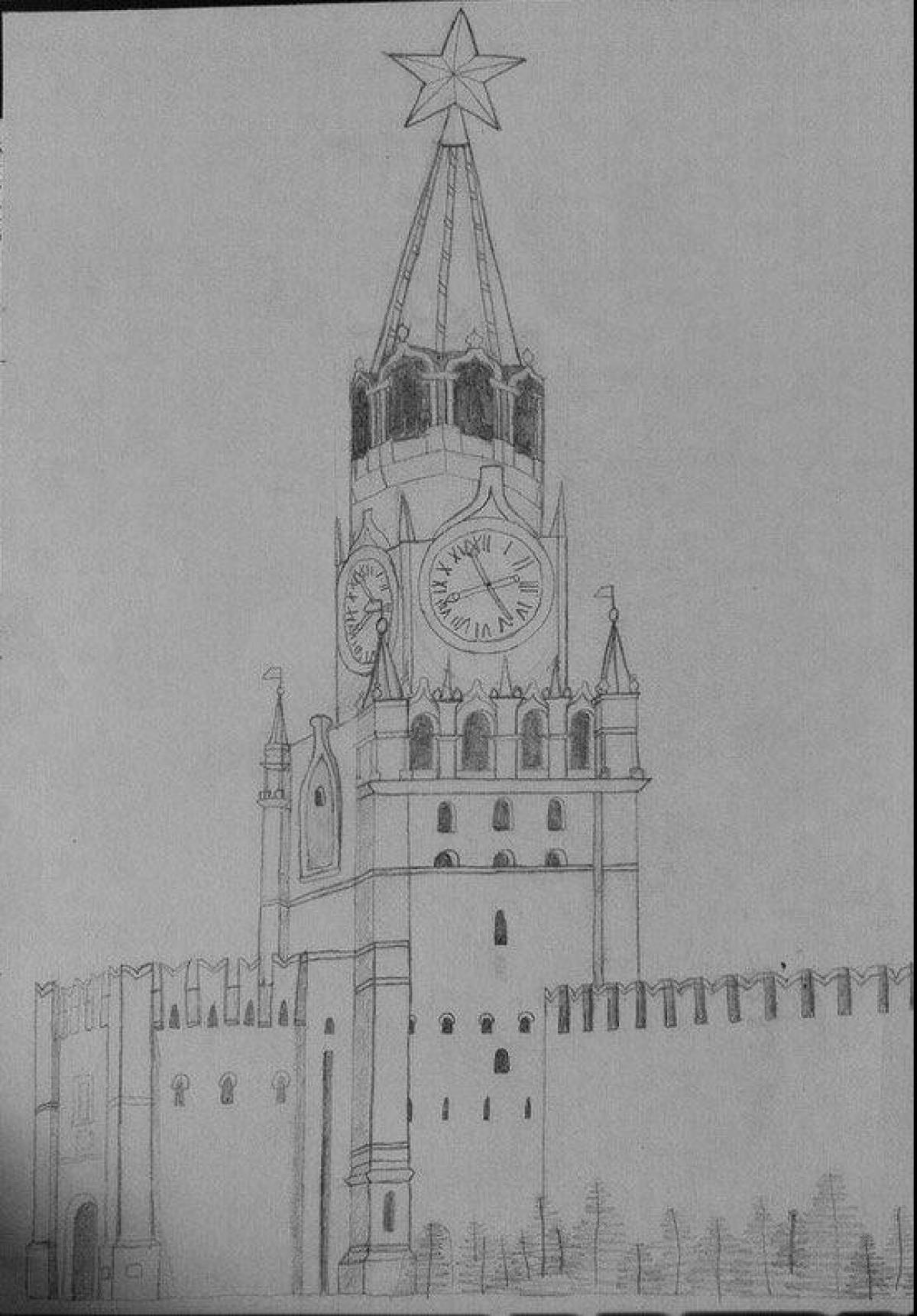 Спасская башня Кремля раскраска