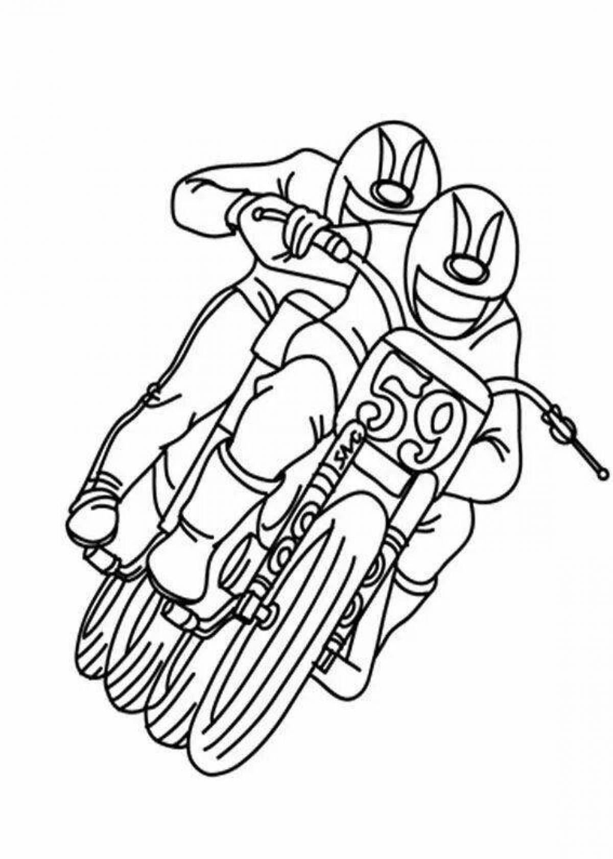 Гоночный мотоцикл раскраска