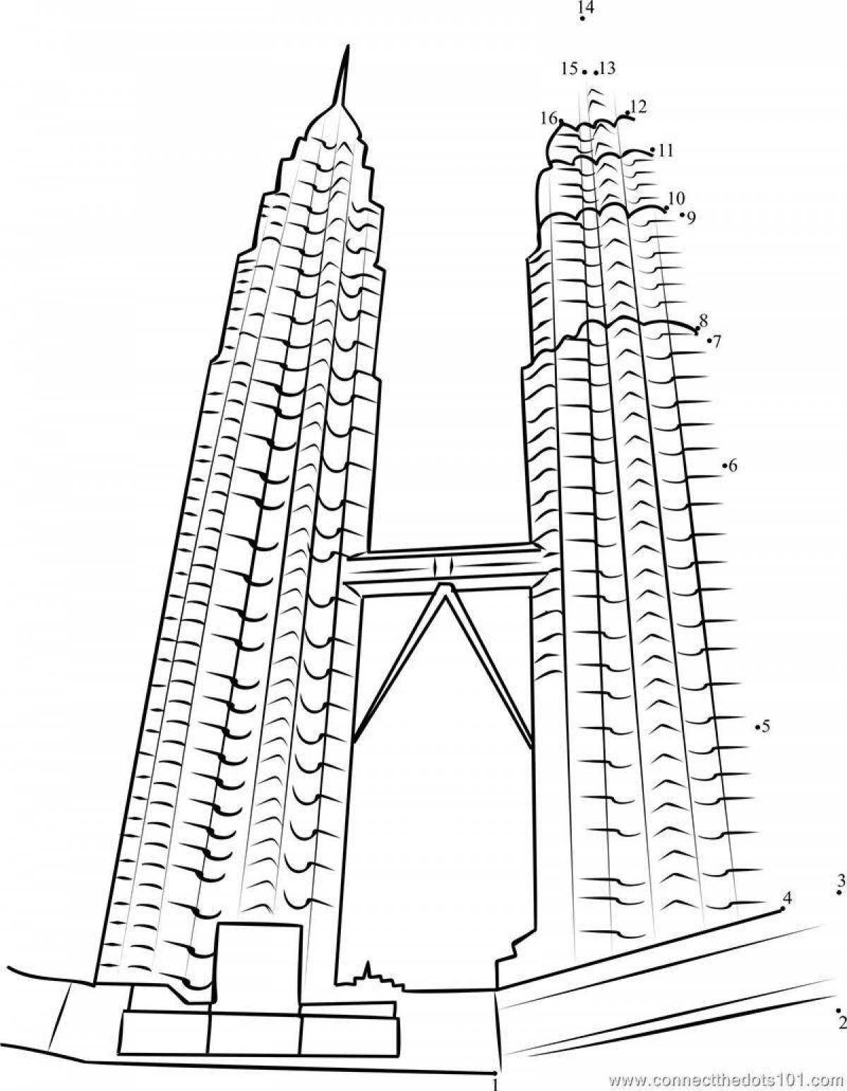 Башни Петронас Малайзия срисовать