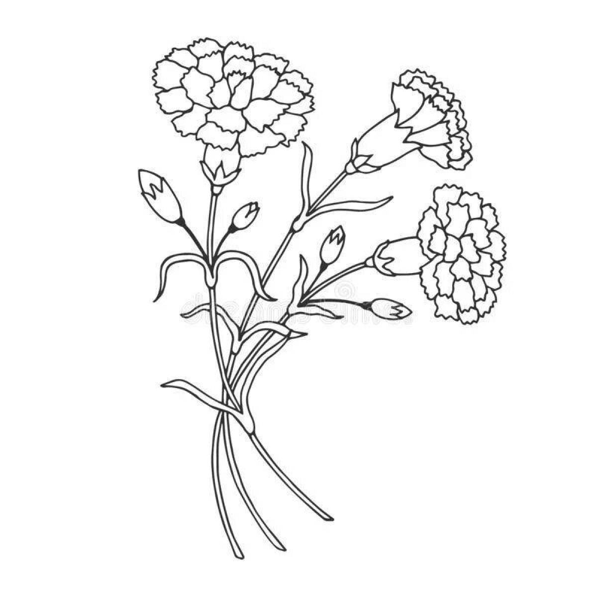 Delightful coloring of a carnation with a St. George ribbon