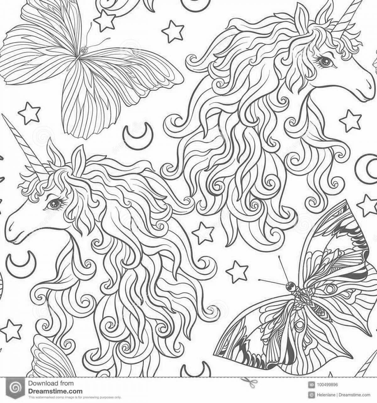 Фото Serene coloring page butterfly unicorn cat