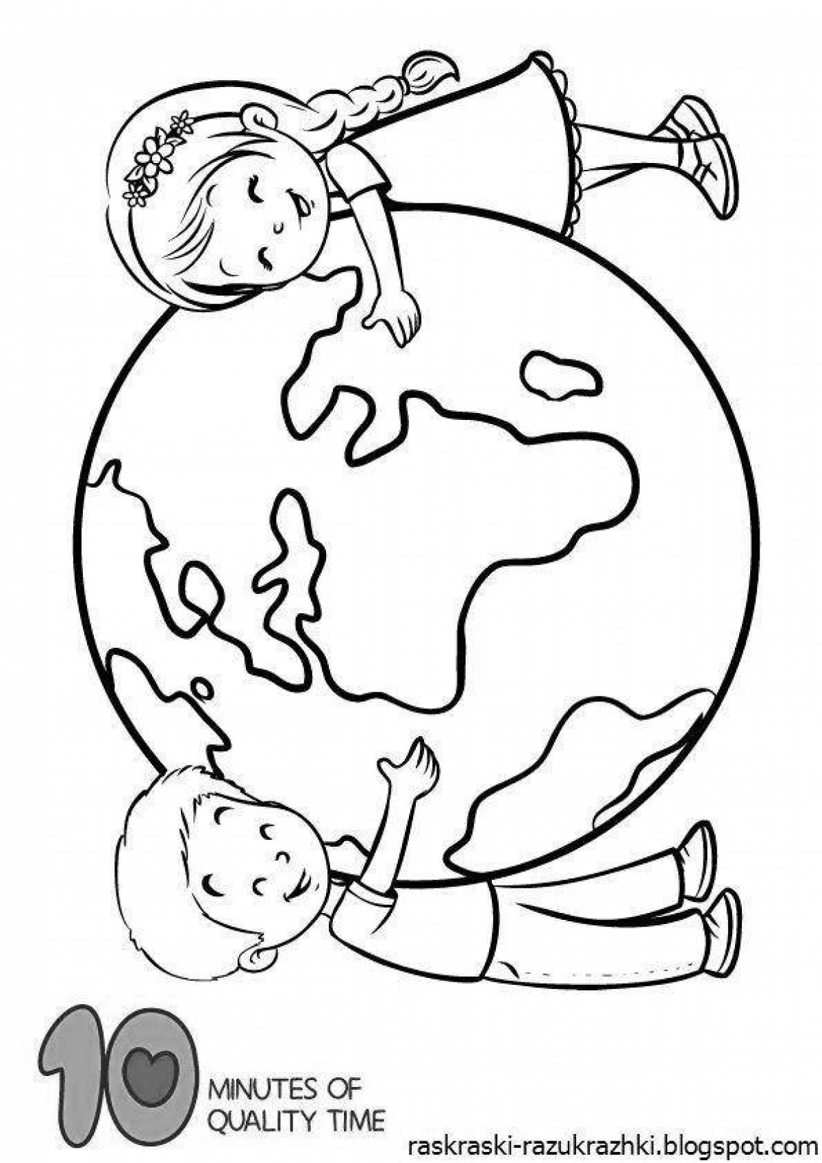 Majestic coloring page: the health of our planet is in our hands