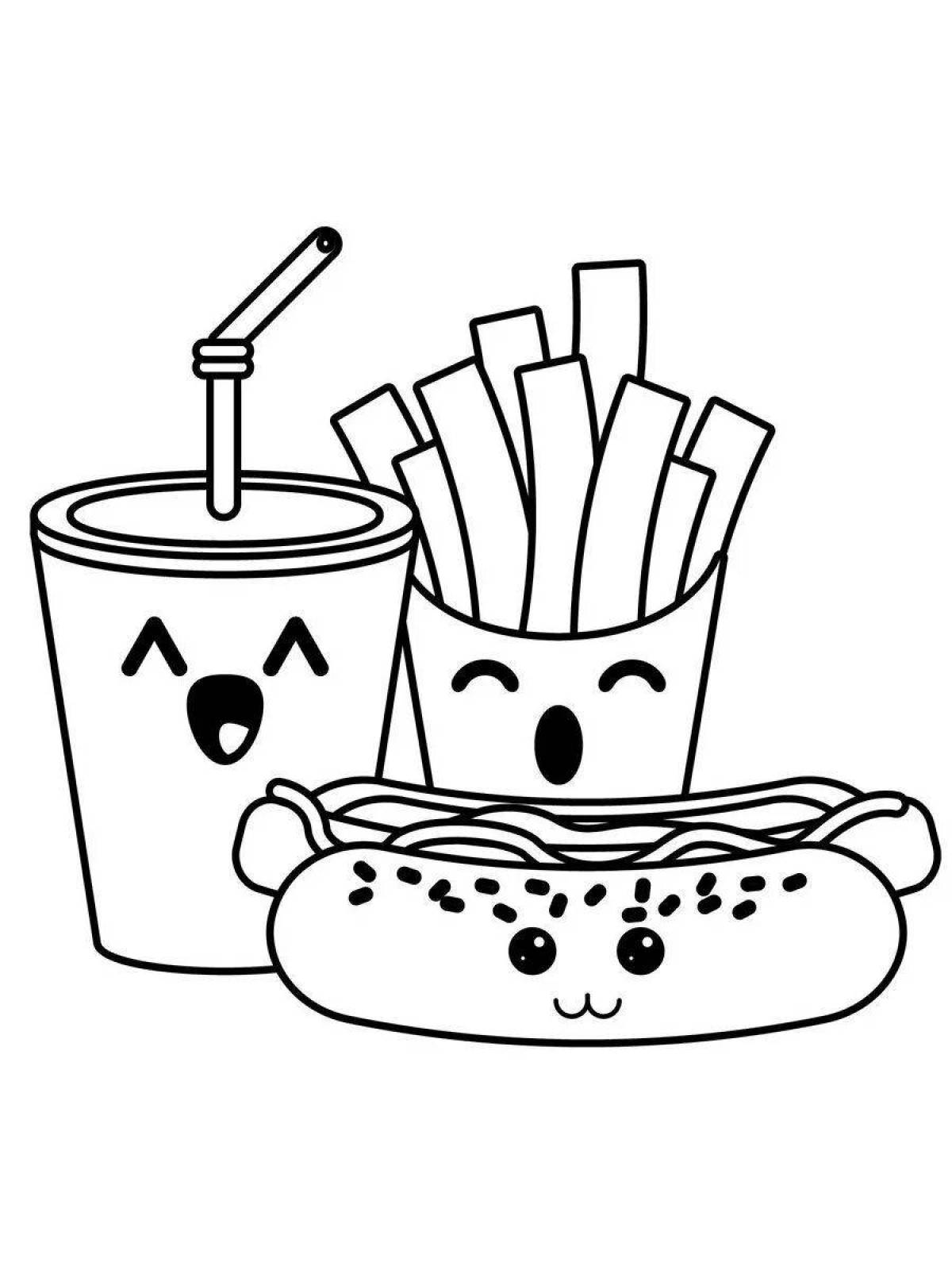 Juicy food and drink coloring book with mini eyes
