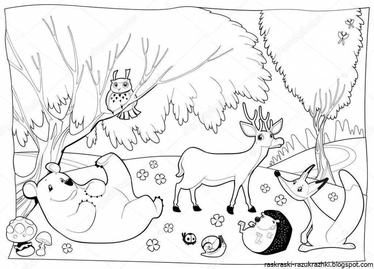 Фото Освежающая раскраска для детей 3-4 лет дикие животные зимой
