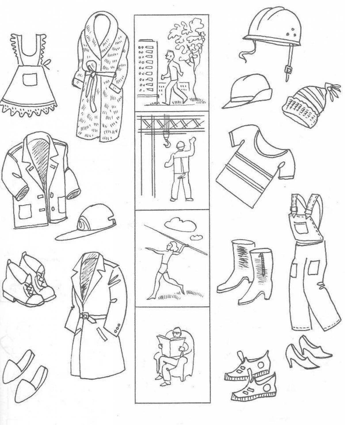 Attractive clothes, shoes, hats, coloring