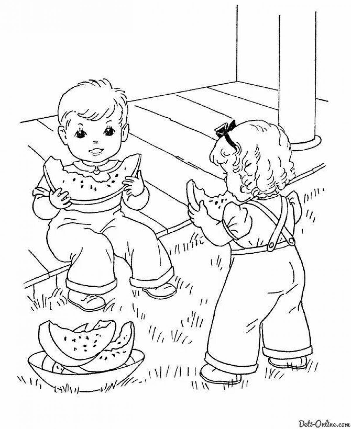 Animated childhood coloring page