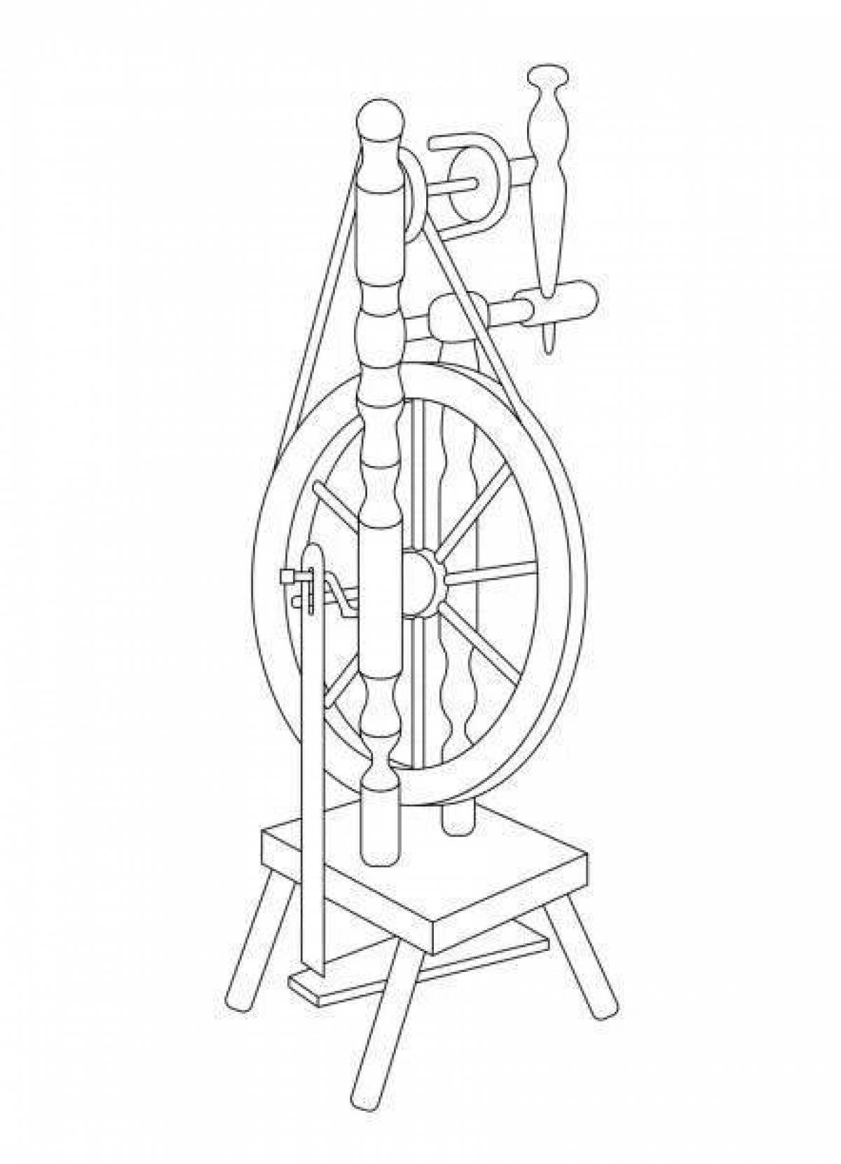 Coloring page of the spinning wheel