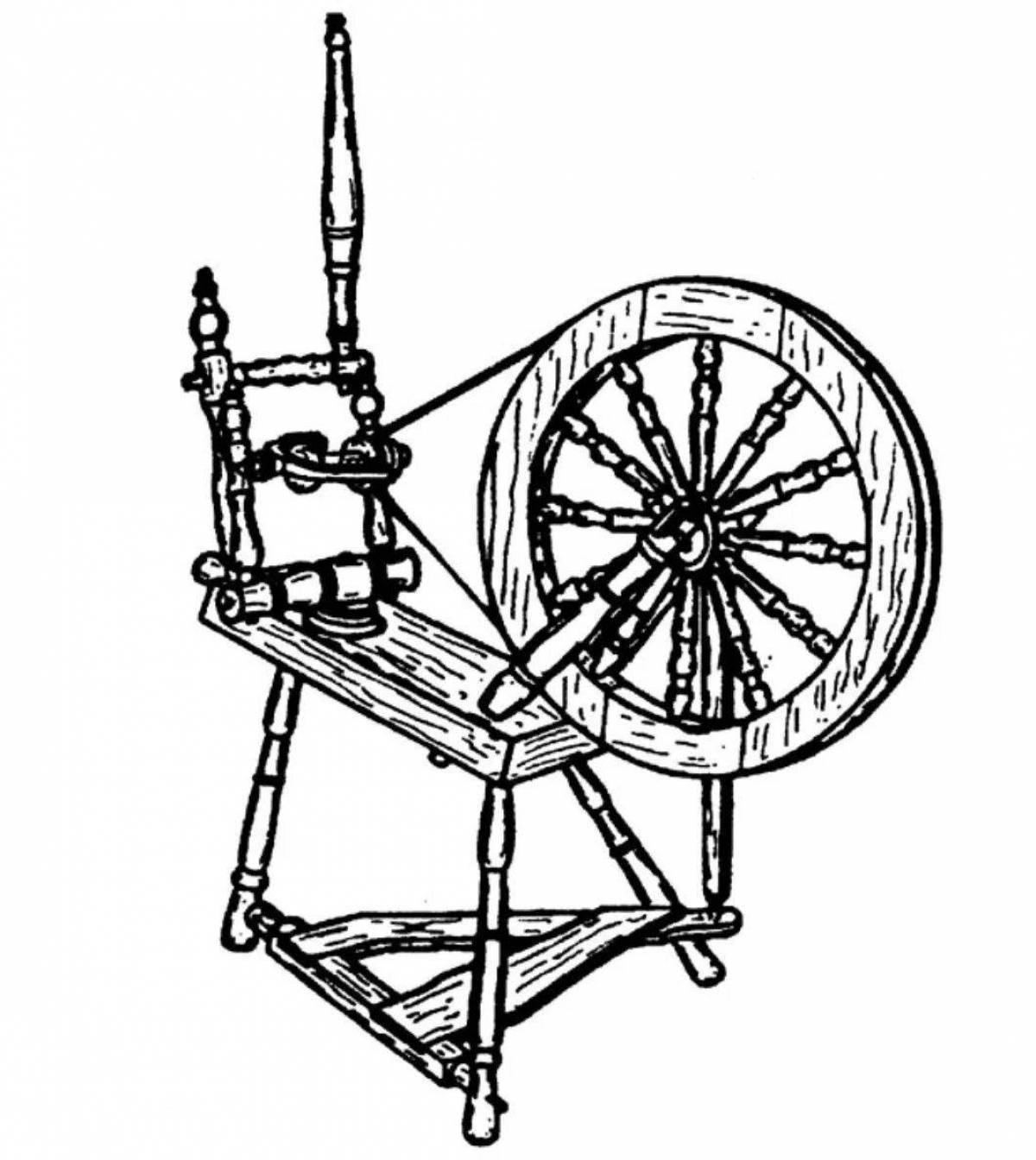 Coloring page charming spinning wheel