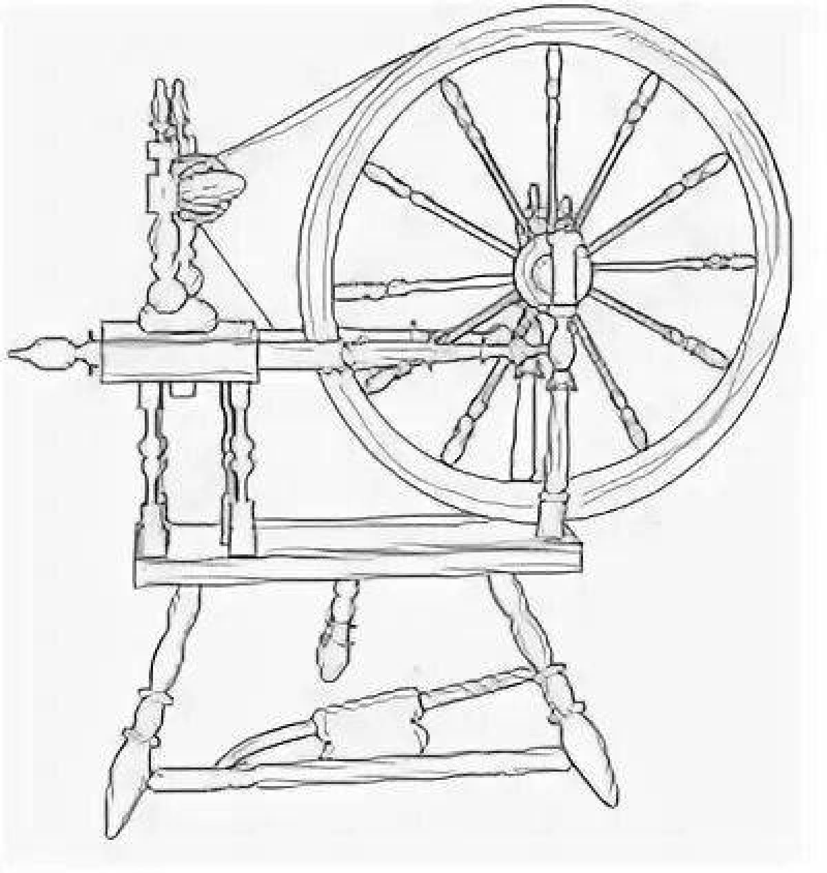 Dynamic spinning wheel coloring page