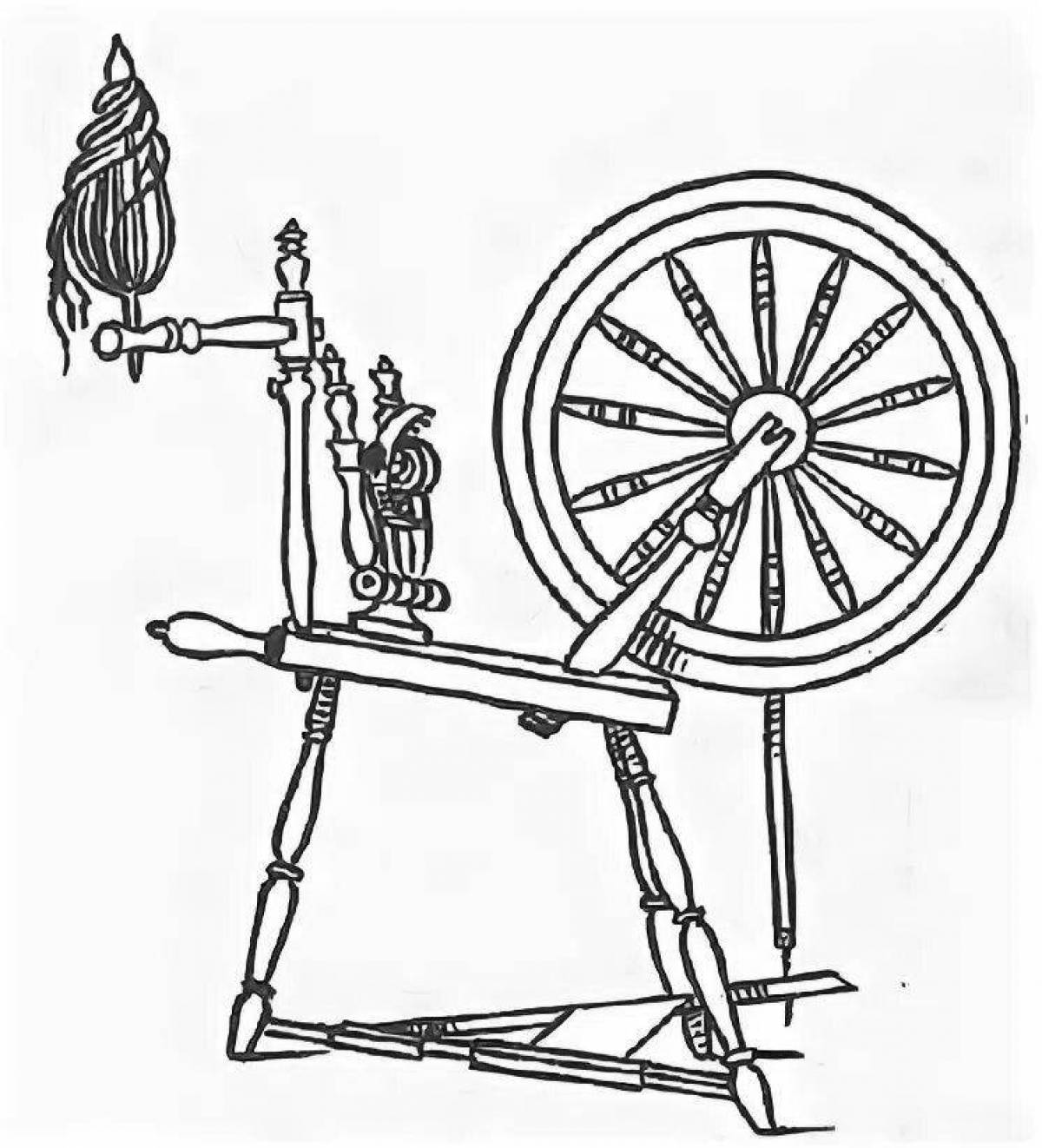 Coloring page gorgeous spinning wheel