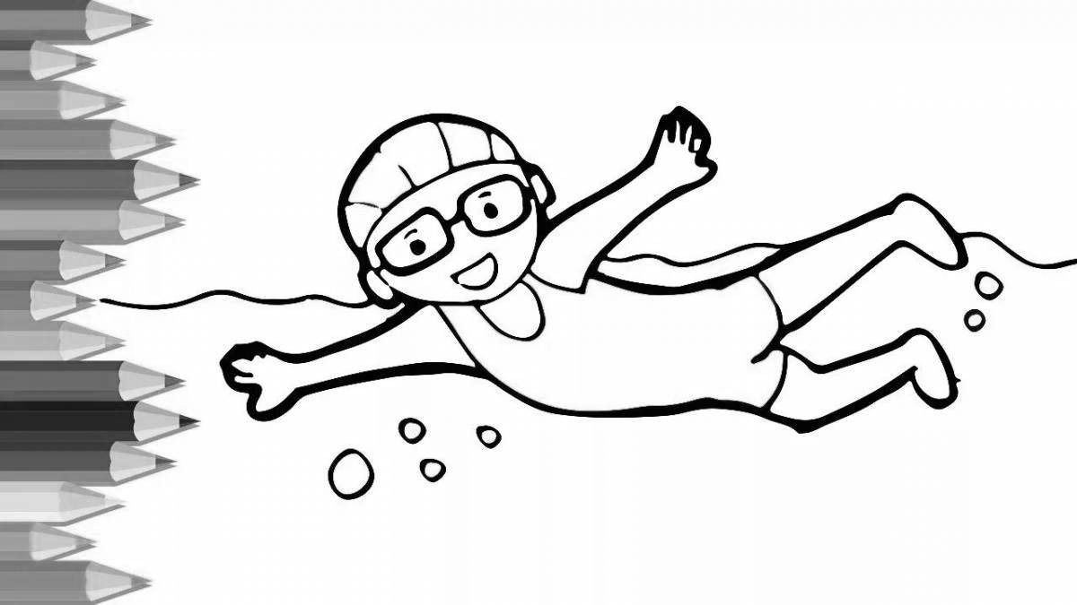 Glowing swimmers coloring page