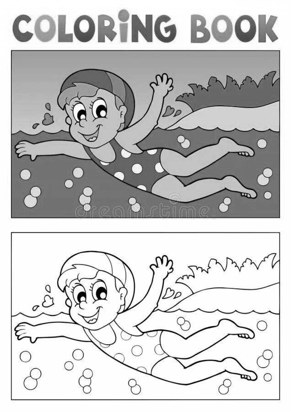 Live swimming coloring page