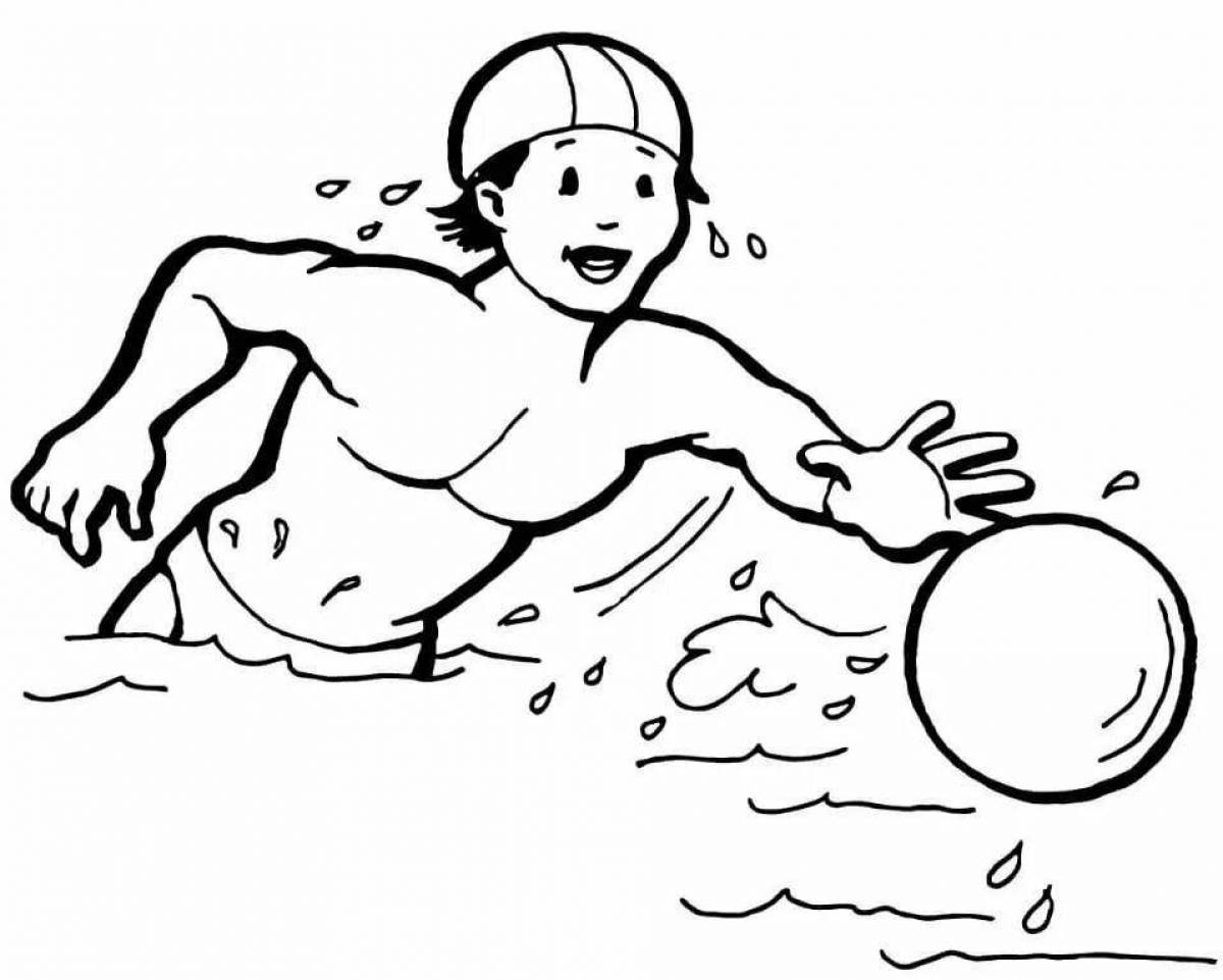 Swimming coloring page