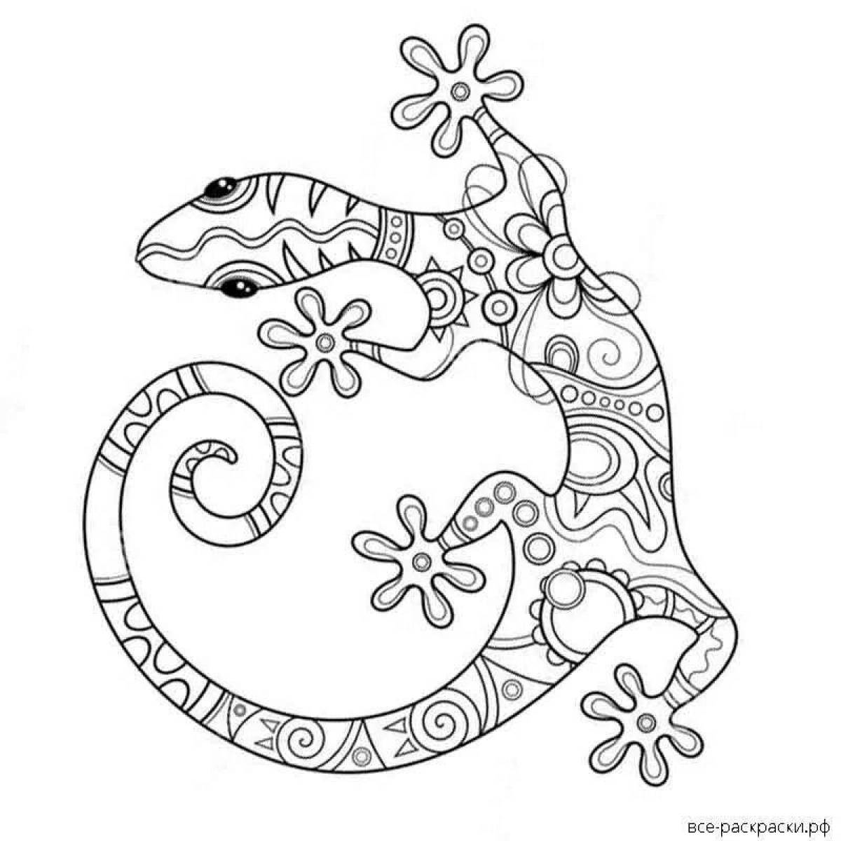 A spectacular lizard coloring page