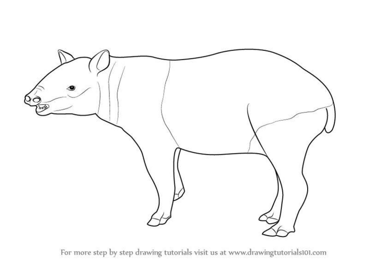 Adorable tapir coloring page