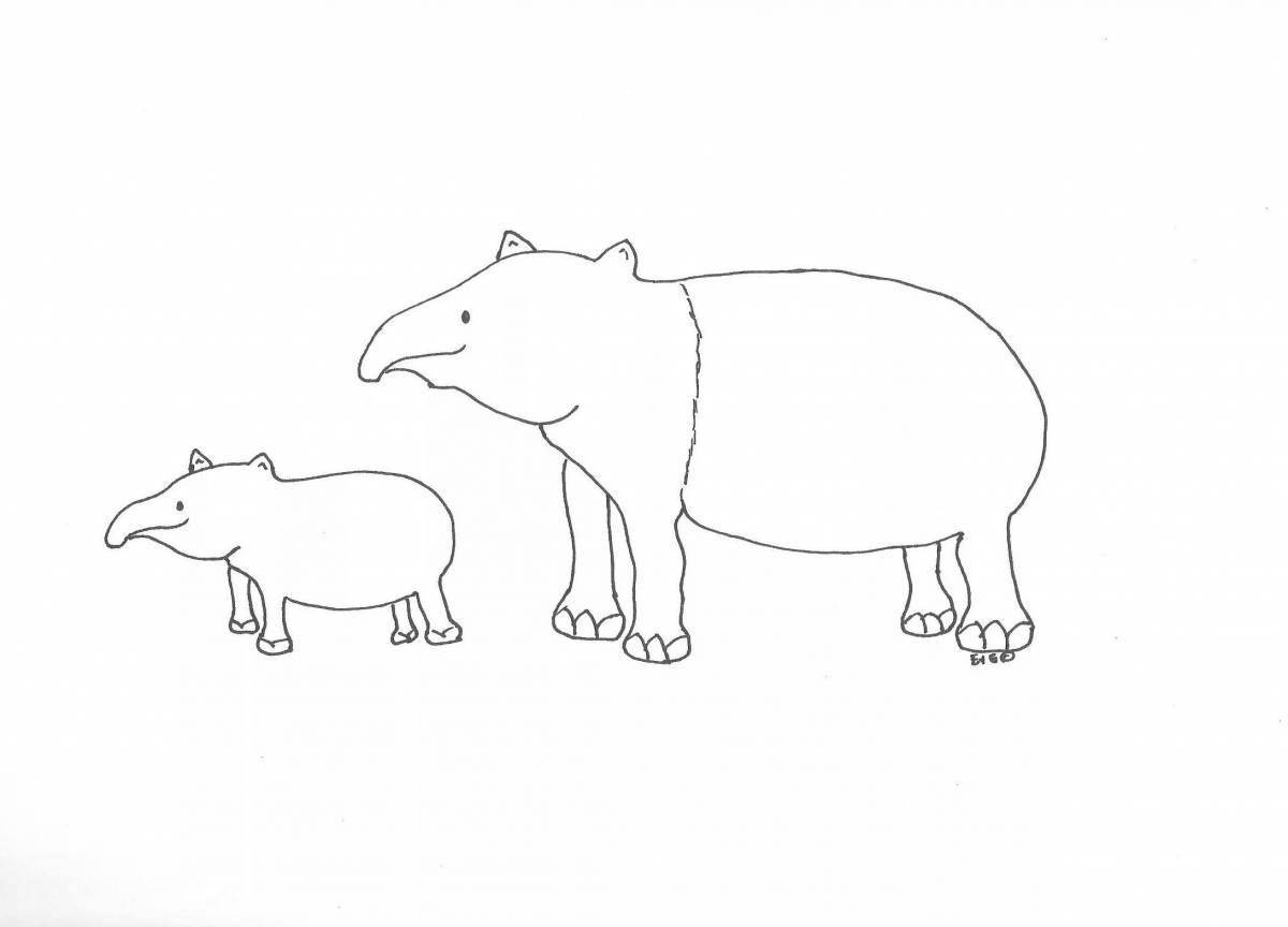 Rampant tapir coloring page