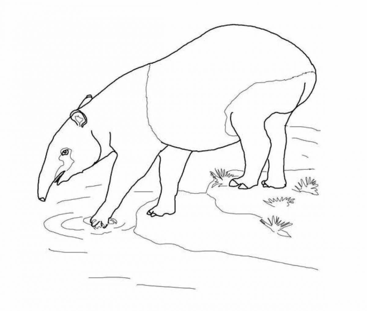 Coloring book beckoning tapir