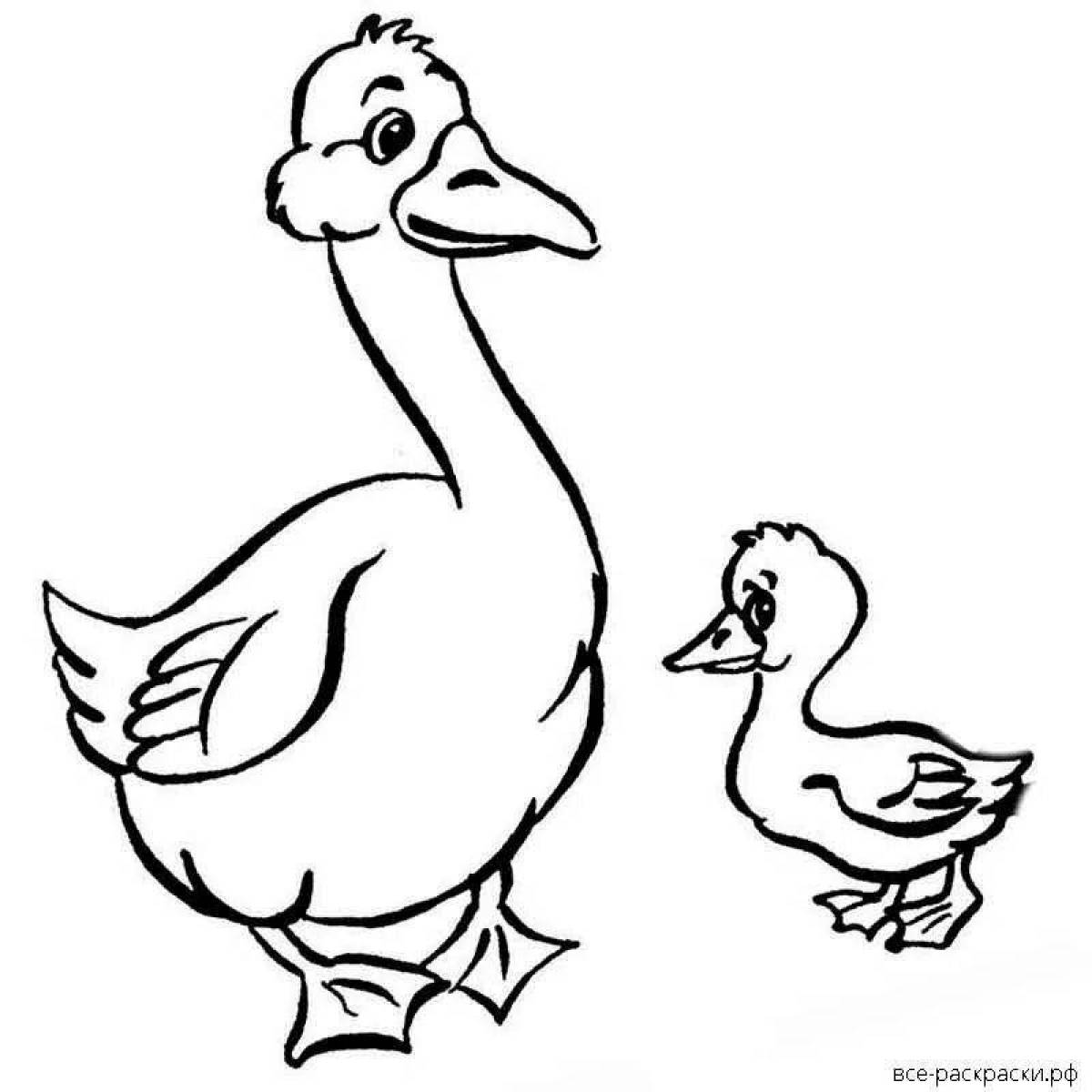 Colorful gosling coloring page