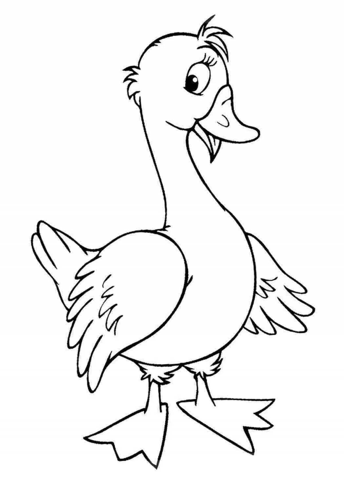 Joyful gosling coloring page