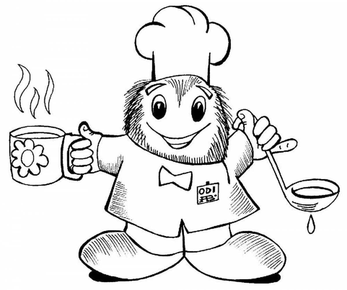 Playful chef coloring page