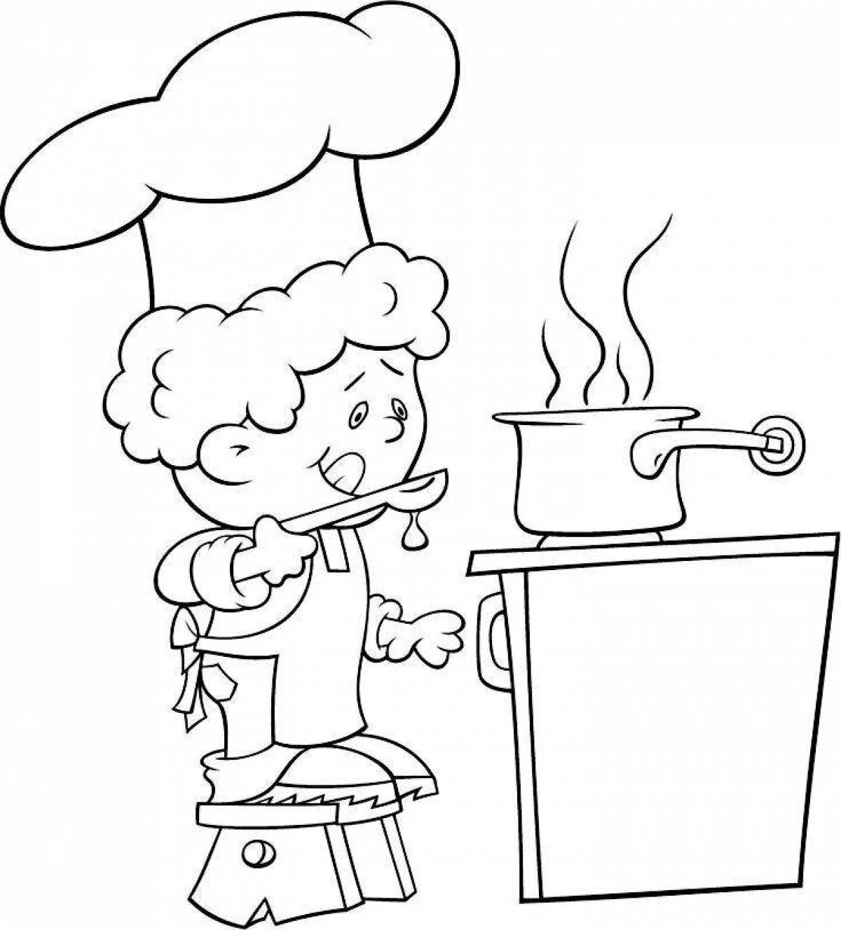 Crazy cook coloring page