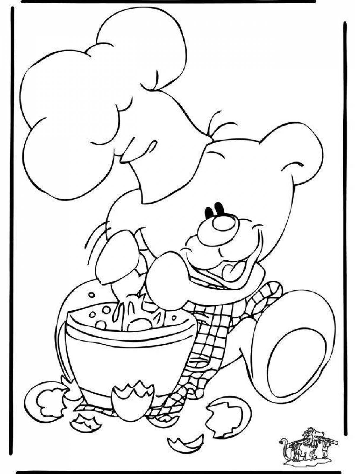 Colorful bright chef coloring page