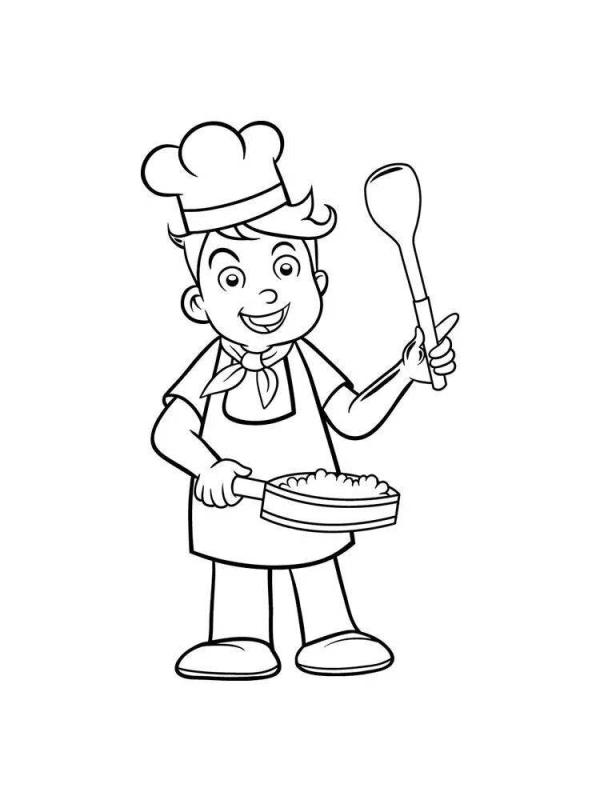 Creative Chef Coloring Page with Color