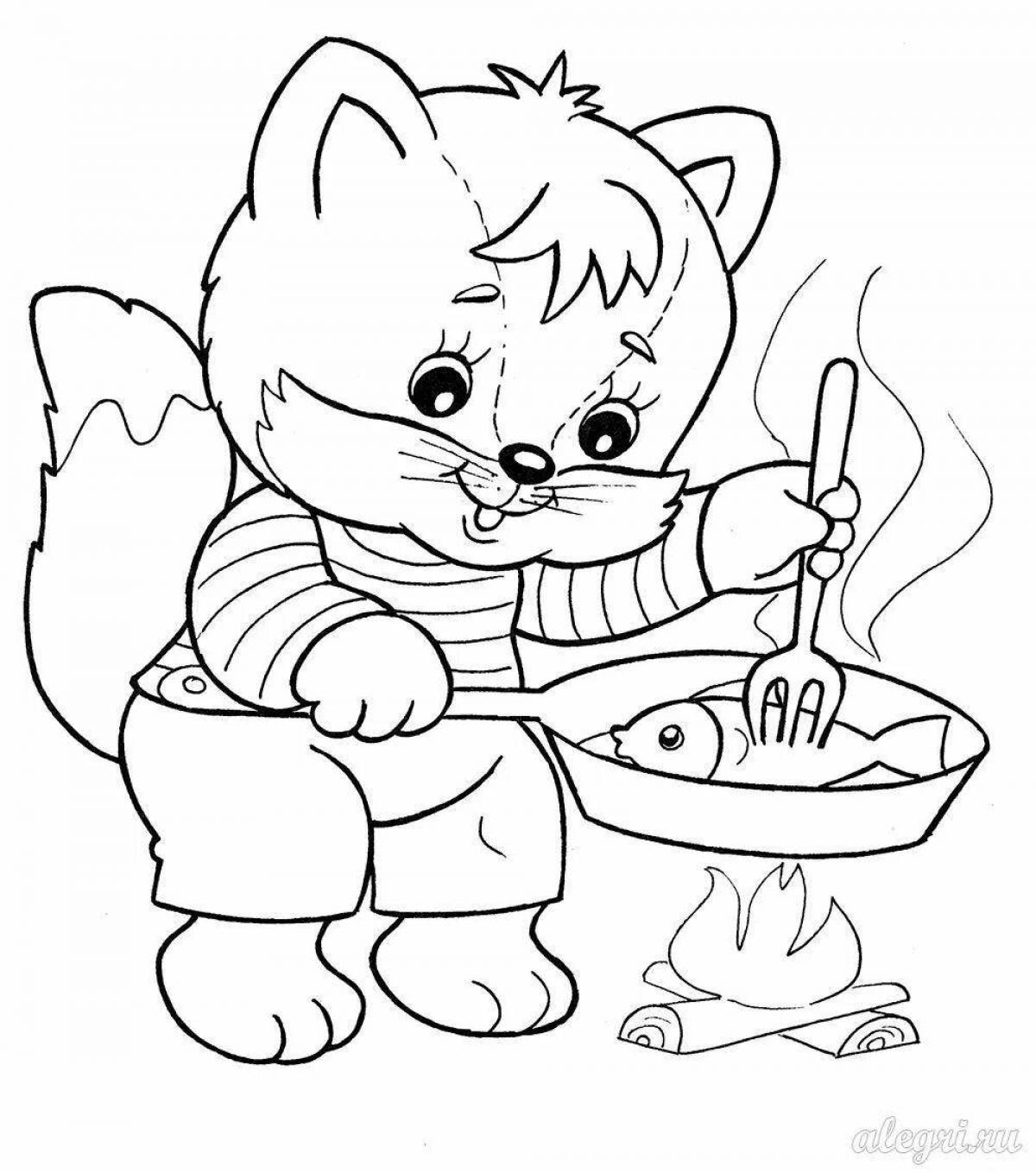 Color-energetic cook coloring page