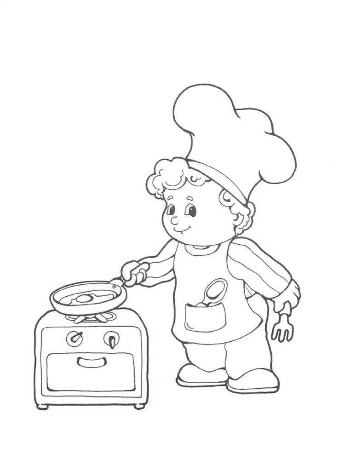 Color loving cook coloring page