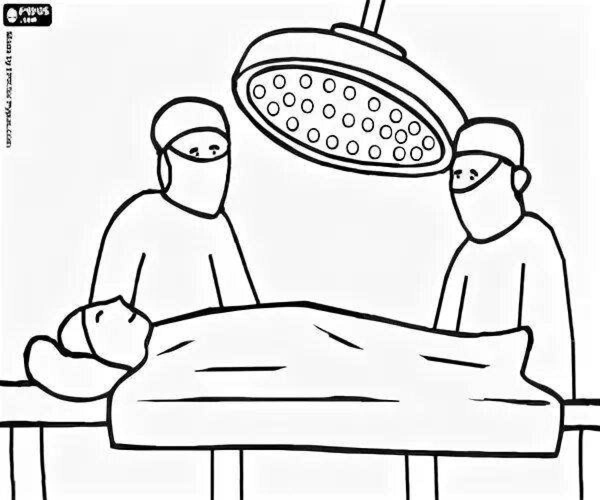 Coloring page energetic surgeon