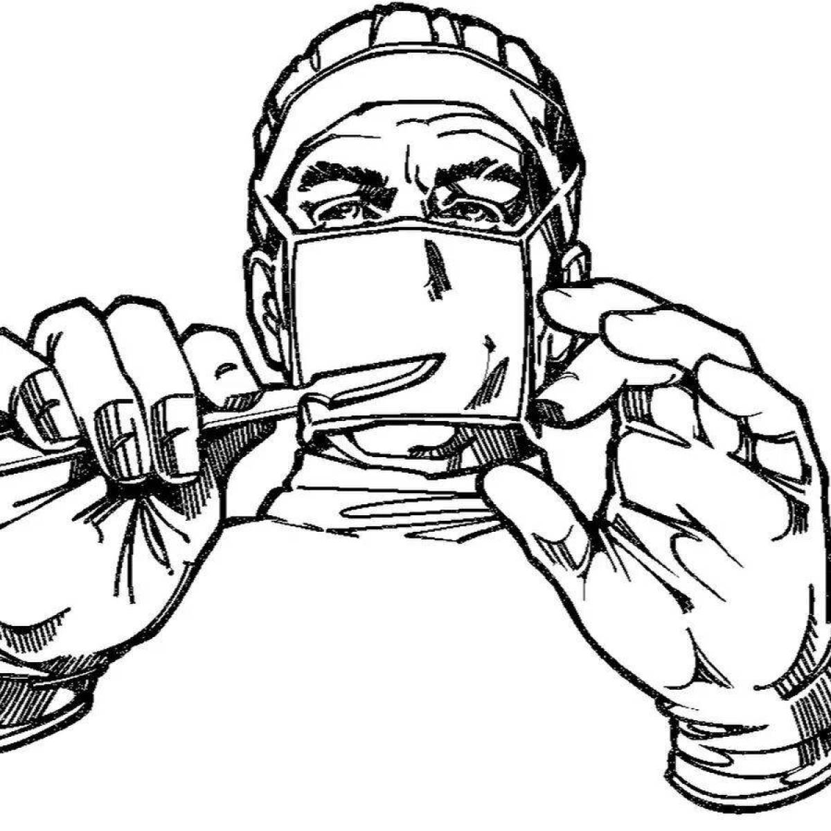 Sparkly surgeon coloring page