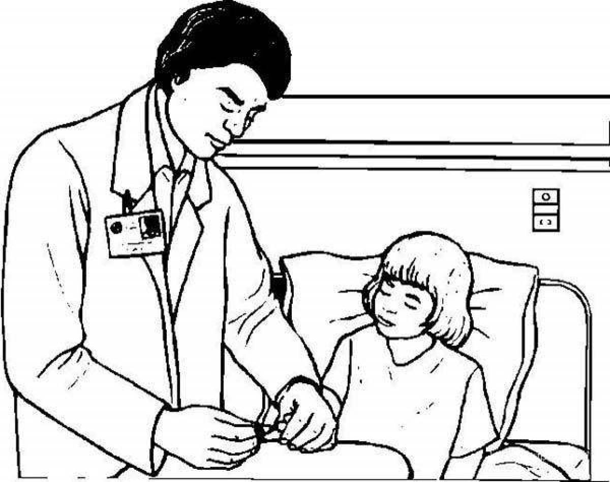 Surgeon on strike coloring page