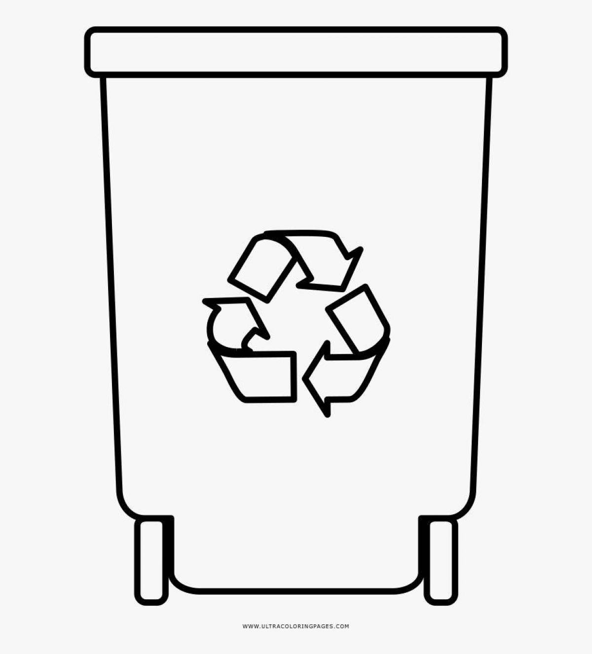 Coloring funny trash can