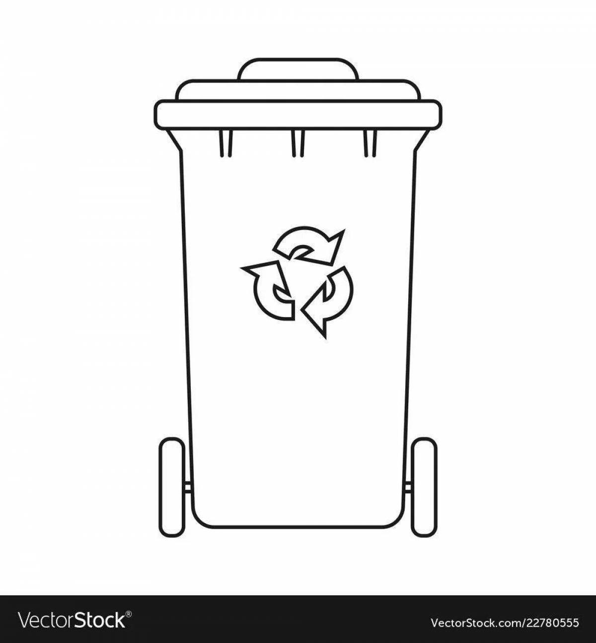 Happy trash can coloring page